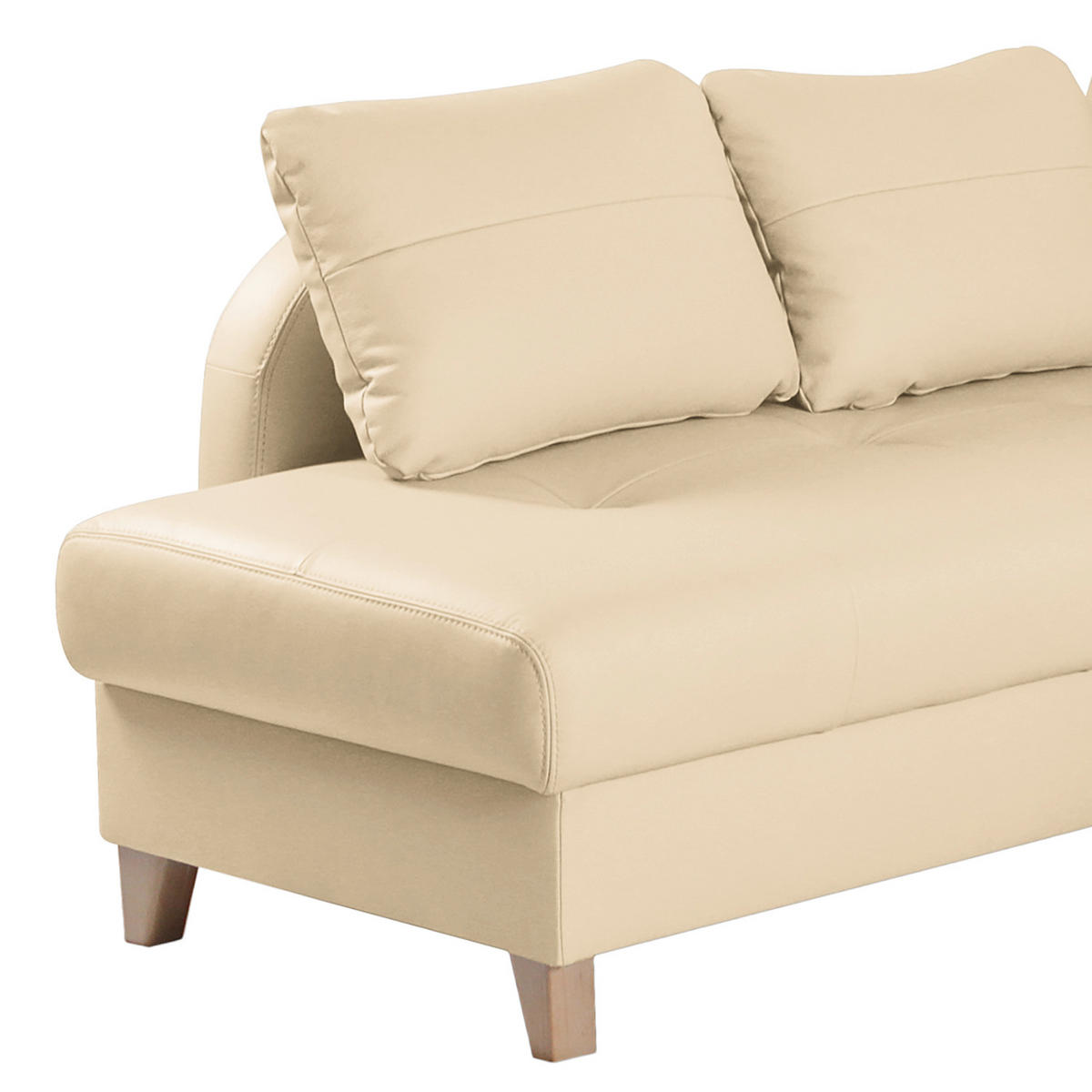 ECKSOFA Lederlook Echtleder Beige  - Beige/Buchefarben, Design, Leder/Holz (168/227cm) - Livetastic