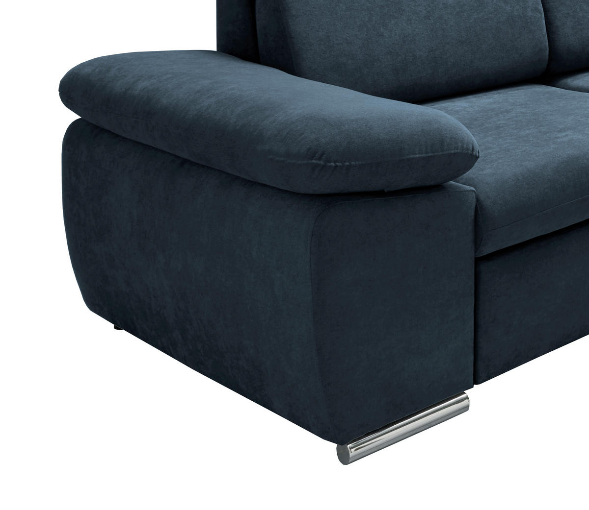 ECKSOFA  in Mikrofaser Dunkelblau  - Chromfarben/Dunkelblau, Design, Textil/Metall (283/228cm) - Livetastic