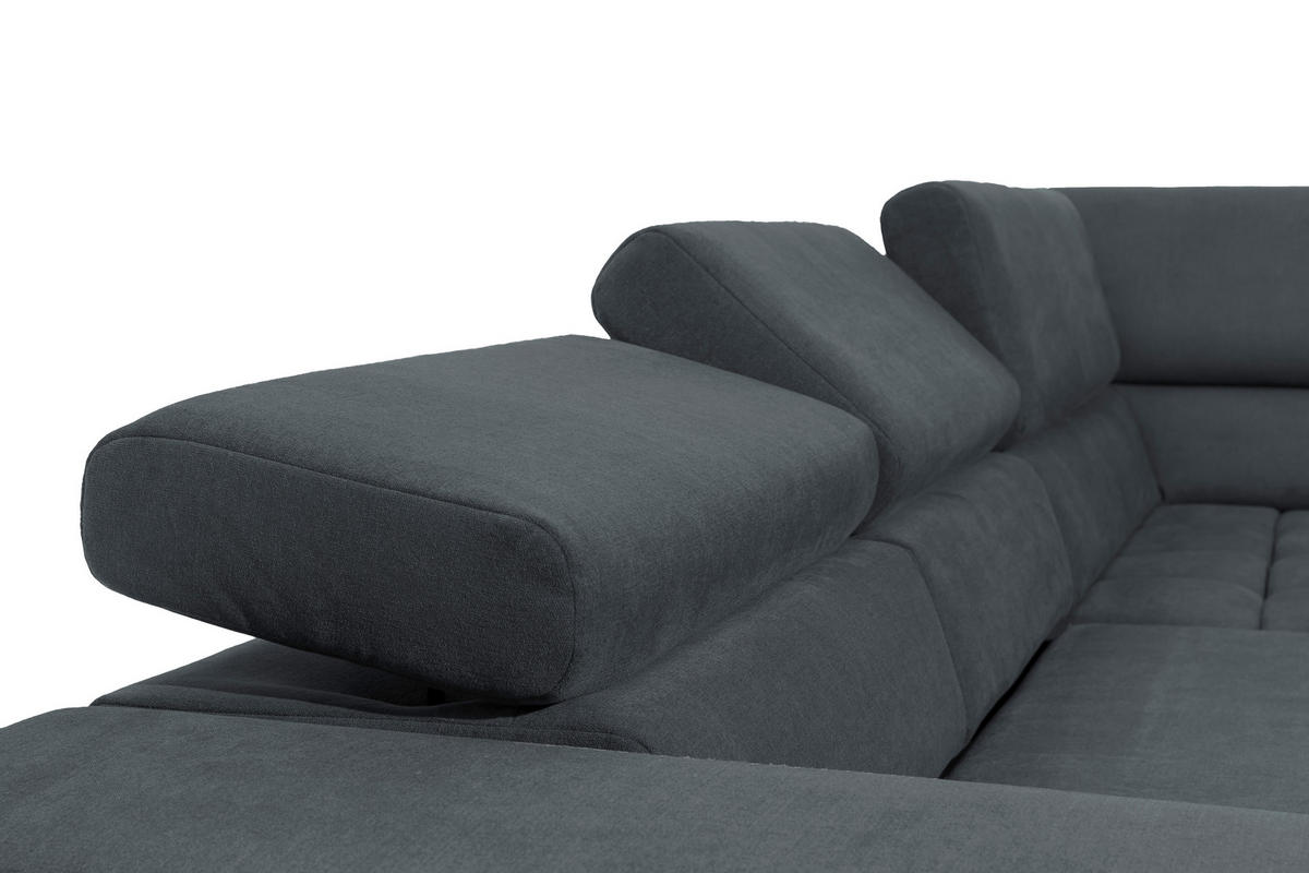 ECKSCHLAFSOFA in Dunkelgrau Textil   - Dunkelgrau/Schwarz, Design, Holz/Textil (307/201cm) - Livetastic