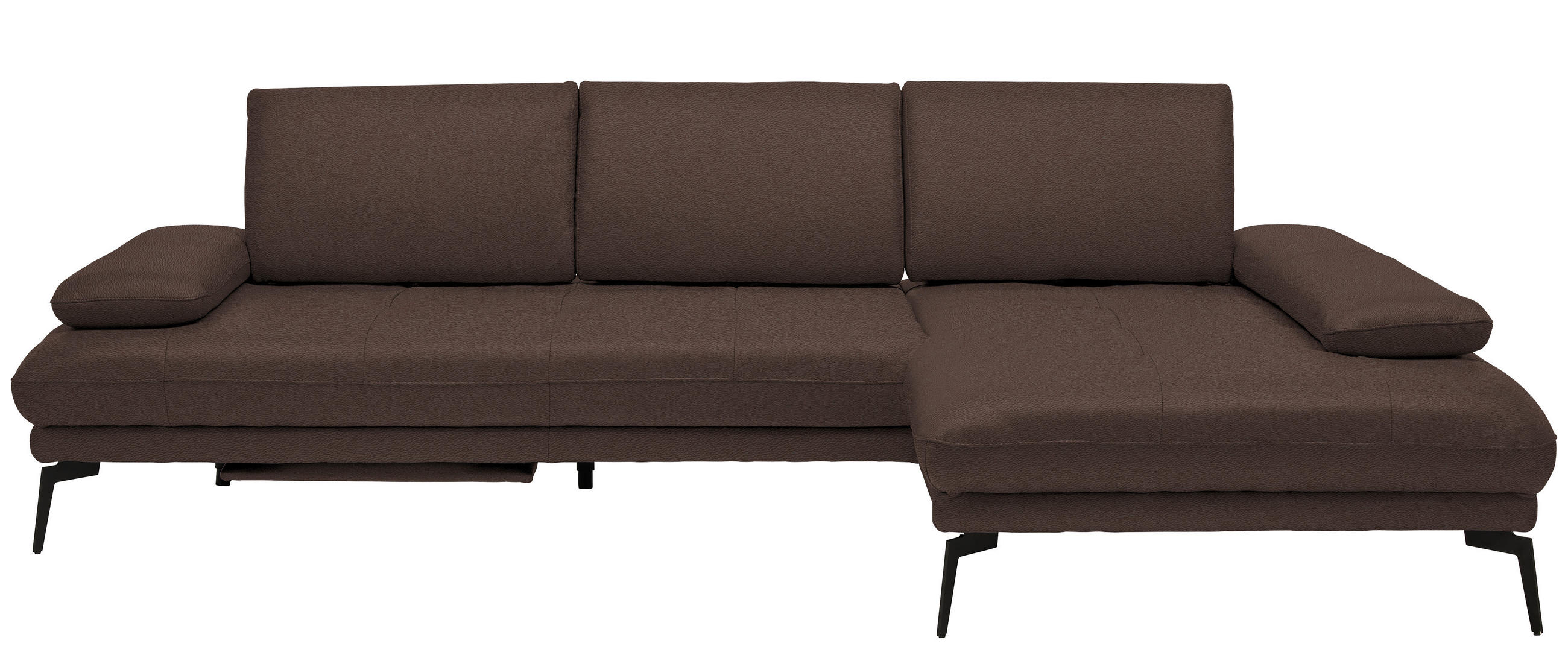ECKSOFA in Echtleder Braun  - Schwarz/Braun, Design, Leder/Metall (273/187cm) - Celina Home