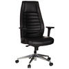 CHEFSESSEL Lederlook Schwarz  - Silberfarben/Schwarz, Basics, Kunststoff/Textil (65/133/65cm) - MID.YOU