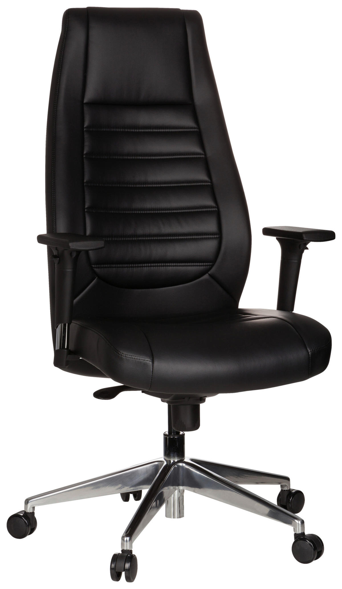 CHEFSESSEL Lederlook Schwarz  - Silberfarben/Schwarz, Basics, Kunststoff/Textil (65/133/65cm) - MID.YOU