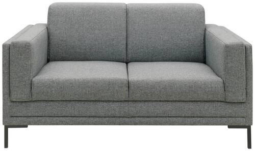 2-SITZER-SOFA Webstoff Grau  - Silberfarben/Schwarz, Design, Textil/Metall (155/82/90cm) - LOOKS by W.Joop