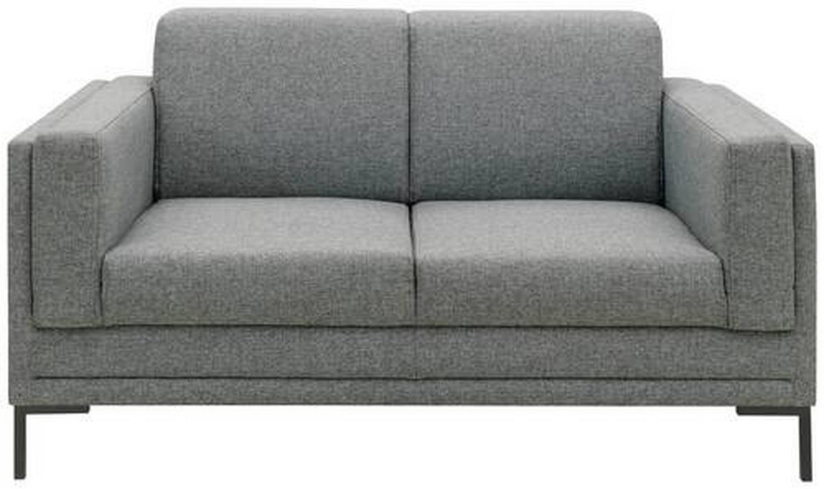 2-SITZER-SOFA in Webstoff Grau  - Silberfarben/Schwarz, Design, Textil/Metall (155/82/90cm) - LOOKS by W.Joop