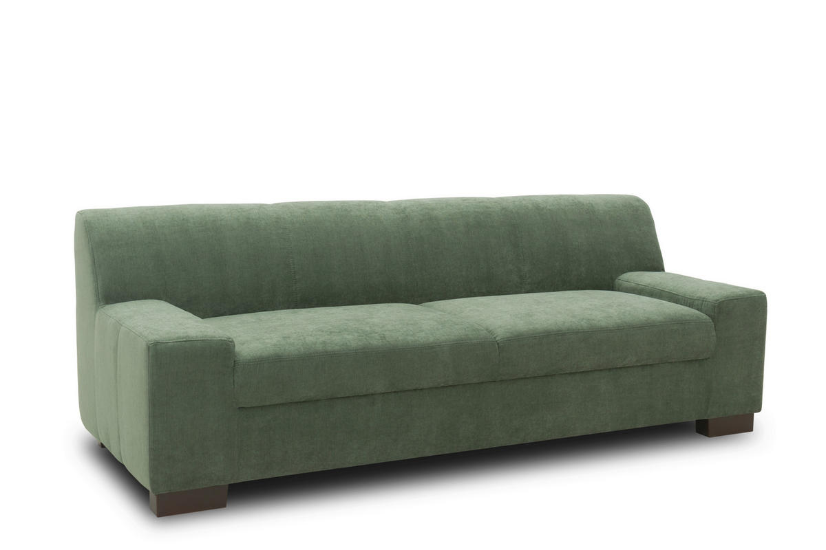 3-SITZER-SOFA in Mikrofaser Grün  - Wengefarben/Grün, Design, Holz/Textil (212/74/85cm) - MID.YOU