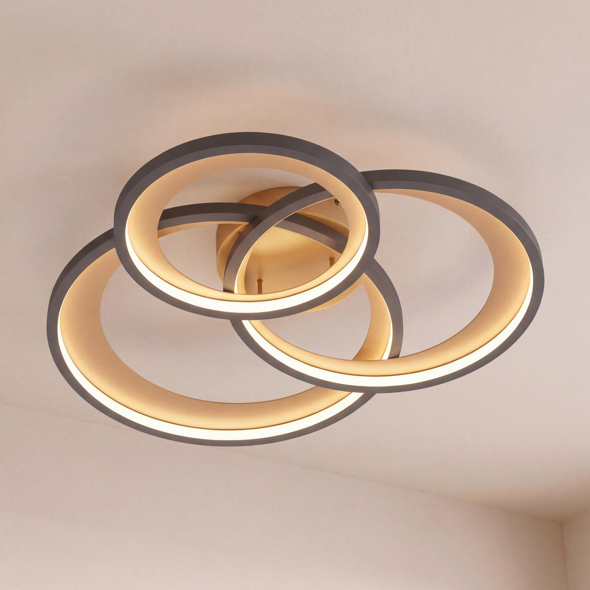 LED-DECKENLEUCHTE Granada 71,5/63,5/10,5 cm  - Goldfarben/Schwarz, Design, Kunststoff/Metall (71,5/63,5/10,5cm) - Novel