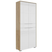 AKTENSCHRANK Weiß, Eichefarben  - Eichefarben/Weiß, KONVENTIONELL, Glas/Holzwerkstoff (81/199/37cm) - Voleo