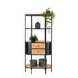STANDREGAL Akazie massiv Schwarz, Akaziefarben - Schwarz/Akaziefarben, Trend, Holz/Metall (78/172/36cm) - Ambia Home