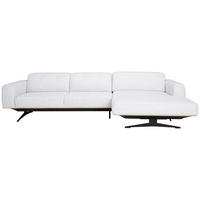 ECKSOFA Hellgrau Struktur  - Eichefarben/Hellgrau, Design, Holz/Textil (305/163cm) - Novel