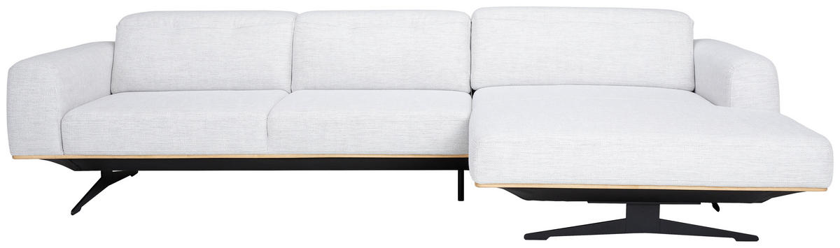 ECKSOFA Hellgrau Struktur  - Eichefarben/Hellgrau, Design, Holz/Textil (305/163cm) - Novel