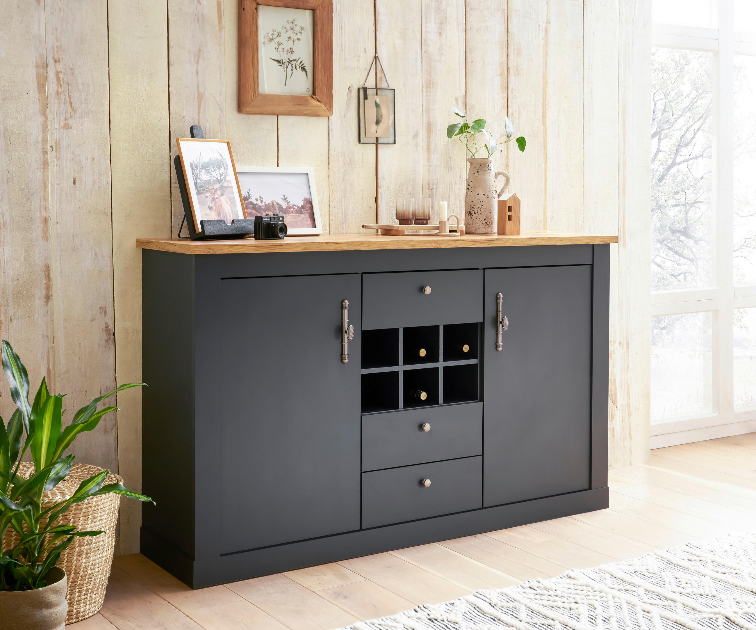 SIDEBOARD  in 169/104/45 cm  - Anthrazit/Silberfarben, Design, Holzwerkstoff/Metall (169/104/45cm) - MID.YOU