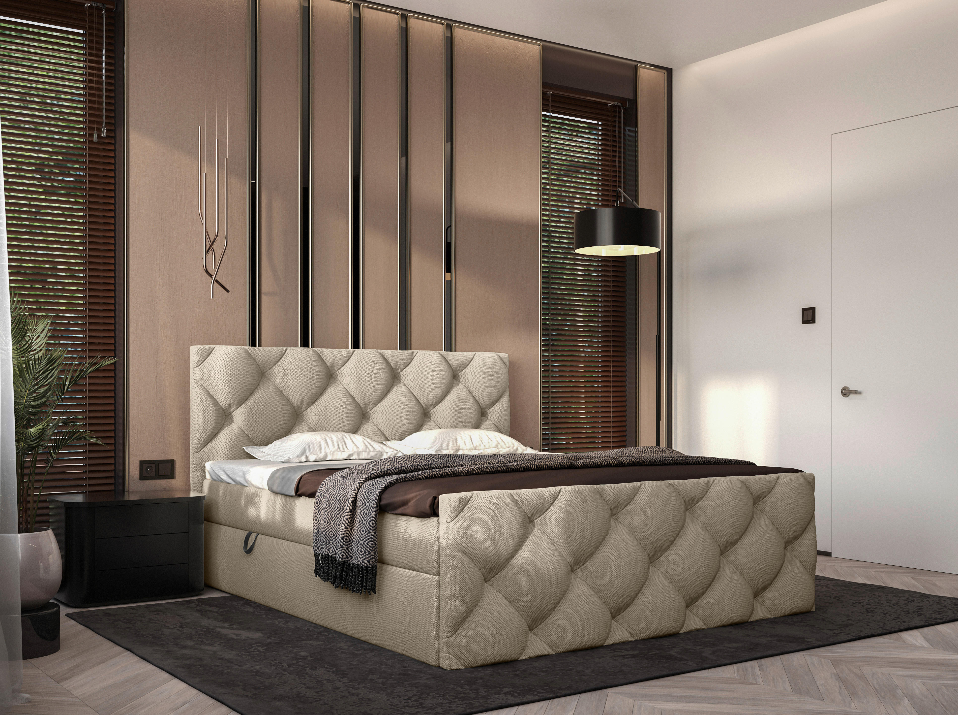 BOXBETT 180/200 cm  in Taupe  - Taupe/Schwarz, KONVENTIONELL, Kunststoff/Textil (180/200cm) - Carryhome