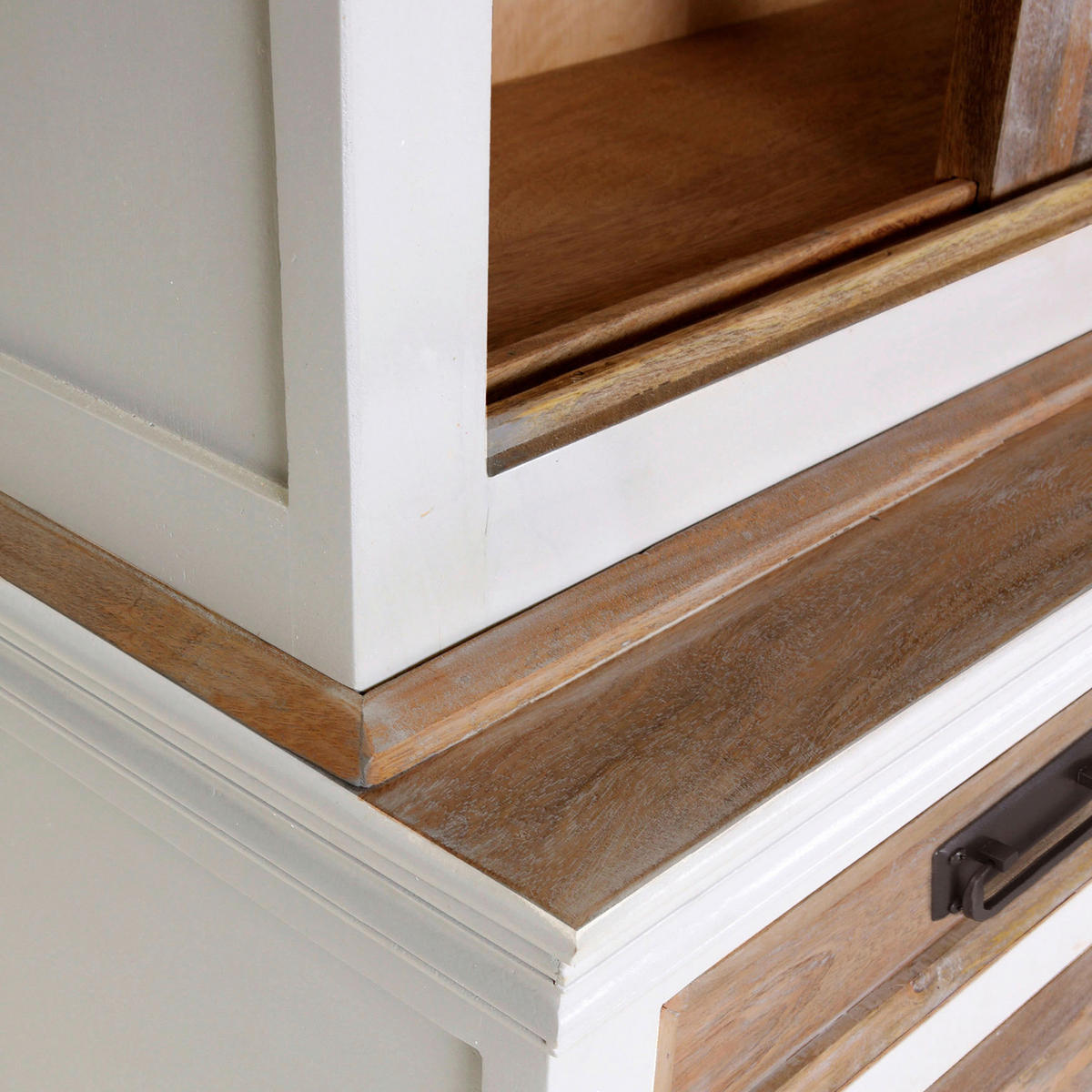 BUFFET 200/200/40 cm  in Naturfarben, Weiß  - Schwarz/Naturfarben, Design, Holz/Metall (200/200/40cm) - Landscape