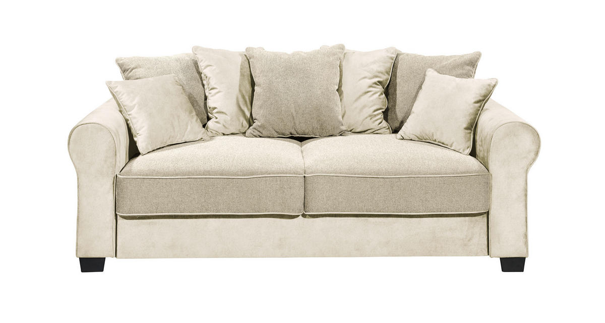 2-SITS SOFFA i textil, trämaterial cremefärgad  - svart/cremefärgad, Design, trämaterial/textil (215/95/115cm) - MID.YOU