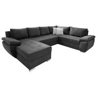 WOHNLANDSCHAFT Anthrazit Mikrofaser  - Chromfarben/Anthrazit, KONVENTIONELL, Textil/Metall (157/305/219cm) - P & B