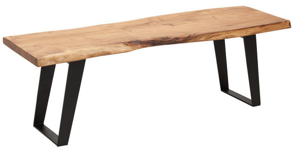 SITZBANK Akazie massiv Schwarz, Akaziefarben - Schwarz/Akaziefarben, Trend, Holz/Metall (140/45/40cm) - Ambia Home