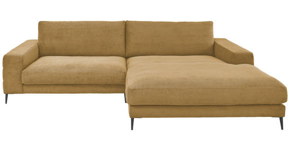 ECKSOFA Badia Base in Feincord Gelb, Grün  293/207 cm  - Gelb/Schwarz, Design, Textil/Metall (293/207cm) - Dieter Knoll