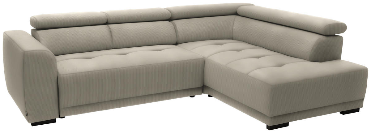 ECKSOFA in Feincord Beige  - Beige/Schwarz, Design, Kunststoff/Textil (284/205cm) - MID.YOU