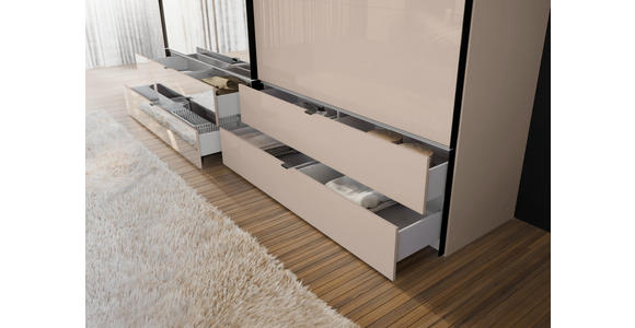 SCHWEBETÜRENSCHRANK 306/222/68 cm 2-türig Elfenbein  - Elfenbein/Schwarz, Design, Glas/Holzwerkstoff (306/222/68cm) - Dieter Knoll