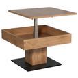 COUCHTISCH in Holz, Holzwerkstoff, Metall 67/67/43-61 cm - Eichefarben/Schwarz, Natur, Holz/Holzwerkstoff (67/67/43-61cm) - Venda