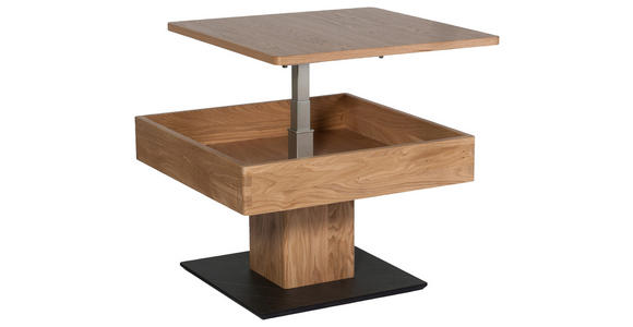 COUCHTISCH in Holz, Holzwerkstoff, Metall 67/67/43-61 cm - Eichefarben/Schwarz, Natur, Holz/Holzwerkstoff (67/67/43-61cm) - Venda