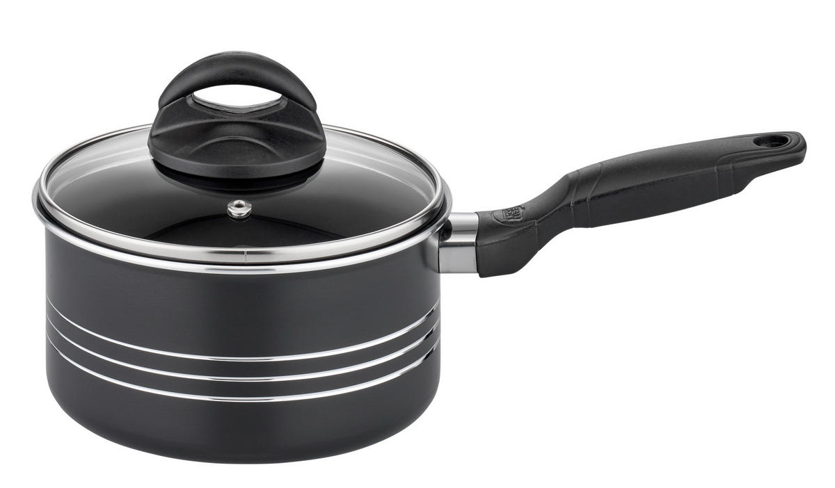 KOCHTOPFSET MILANO NERO 6-teilig  - Schwarz, Basics, Metall - GSW