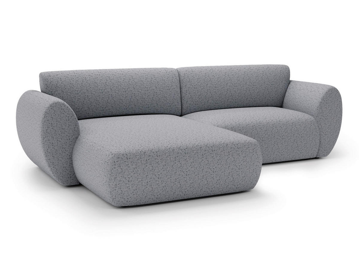 ECKSOFA SOLIS in Chenille Hellgrau  170/288 cm  - Hellgrau/Schwarz, Design, Kunststoff/Textil (170/288cm) - Livetastic
