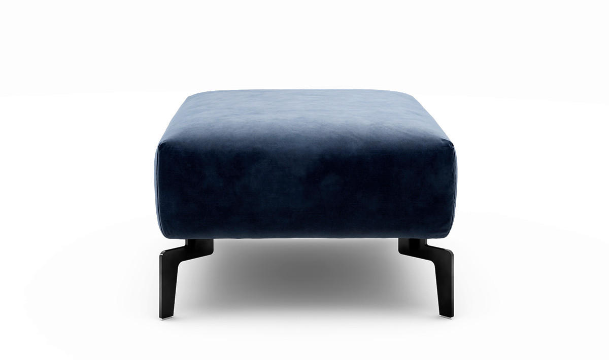 HOCKER Samt Dunkelblau  - Schwarz/Dunkelblau, Design, Textil/Metall (90/70/46cm) - SENSOO