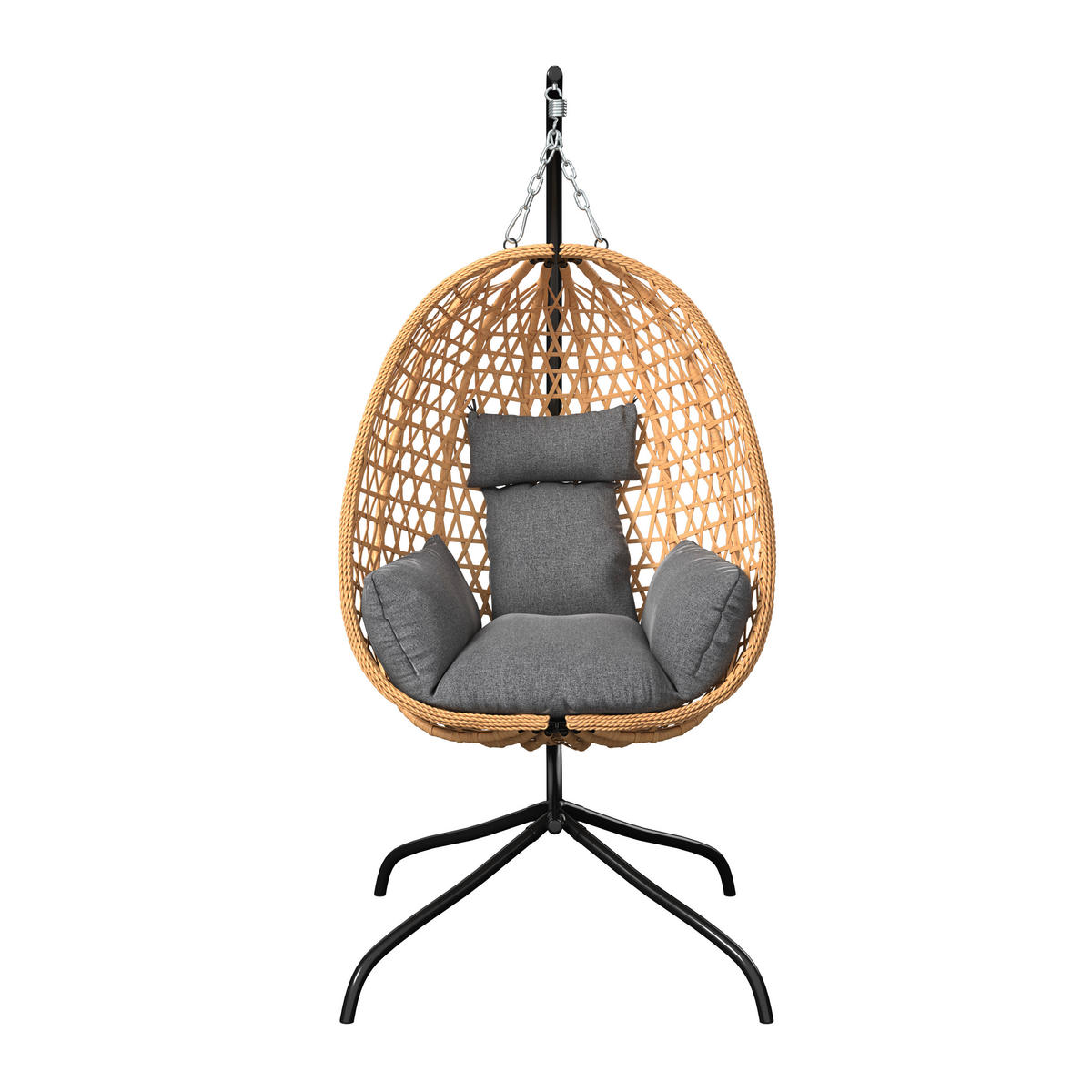 HÄNGESESSEL 105/198/104 cm  - Schwarz/Naturfarben, MODERN, Kunststoff/Textil (105/198/104cm) - Beldano