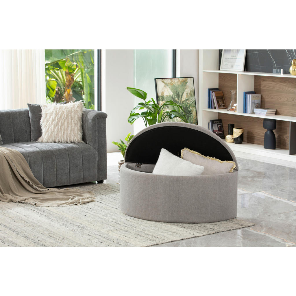 Thumbnail - Mid.you Hocker, Grau, Textil, 100x44x42 cm, Stauraum, Wohnzimmer, Hocker, Sitzhocker