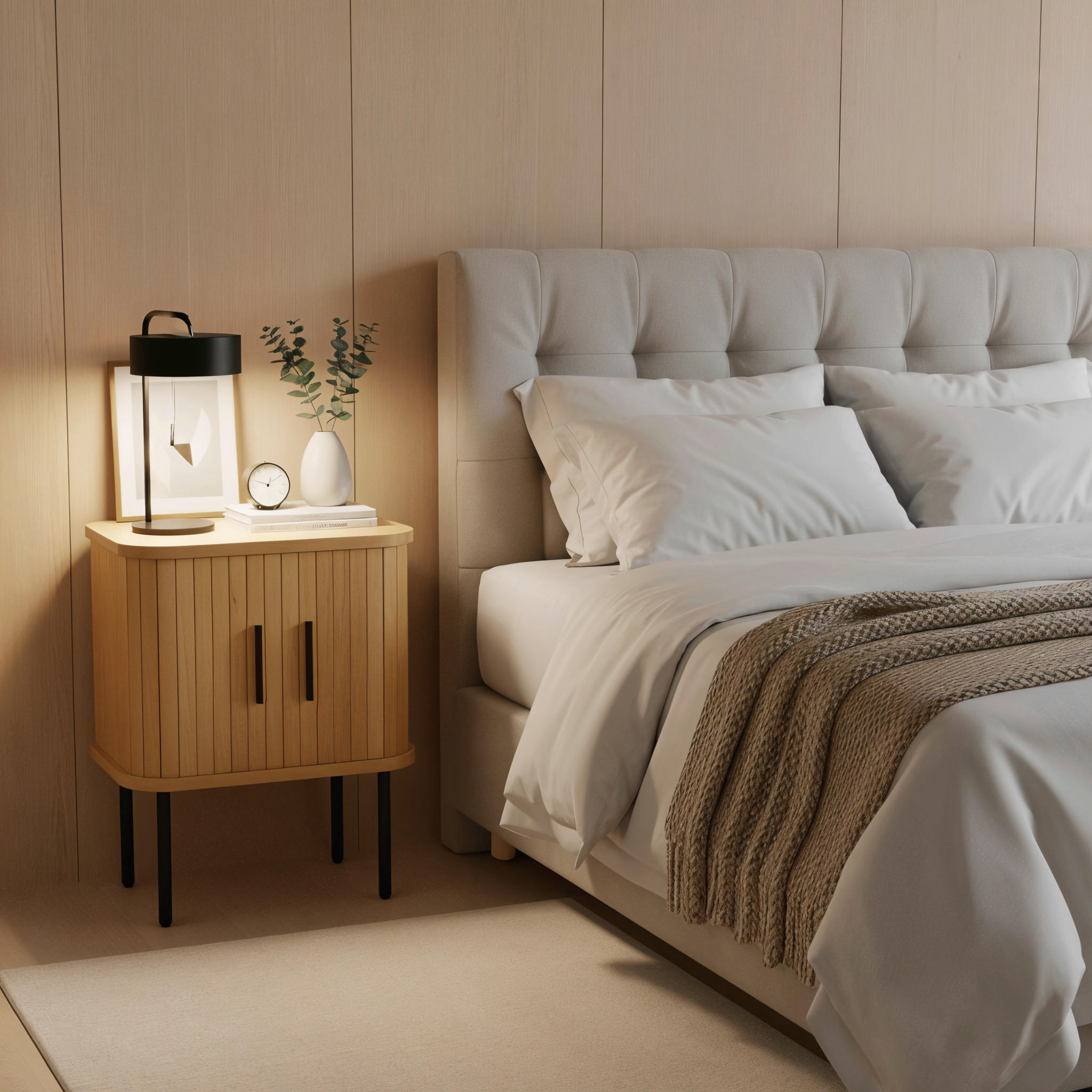 NACHTTISCH 45/55/40 cm  - Schwarz/Naturfarben, Design, Holzwerkstoff/Metall (45/55/40cm) - Livetastic