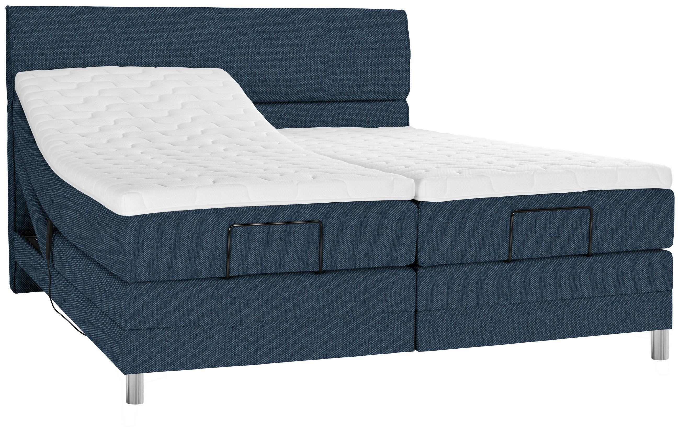BOXSPRINGBETT 180/200 cm  in Blau  - Chromfarben/Blau, Konventionell, Kunststoff/Textil (180/200cm) - Voleo