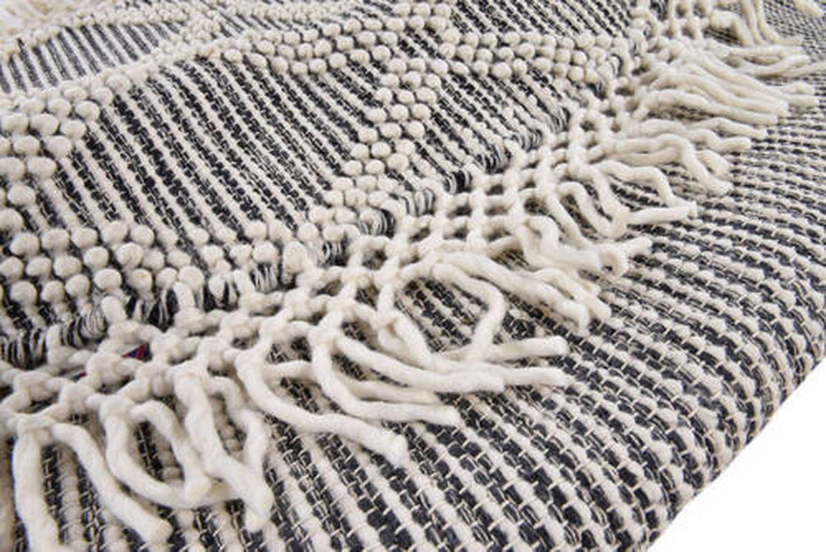 RUČNO TKANI TEPIH  140/140 cm  siva, bijela  Colored Macrame one  - bijela/siva, Konvencionalno, tekstil (140/140cm) - Tom Tailor