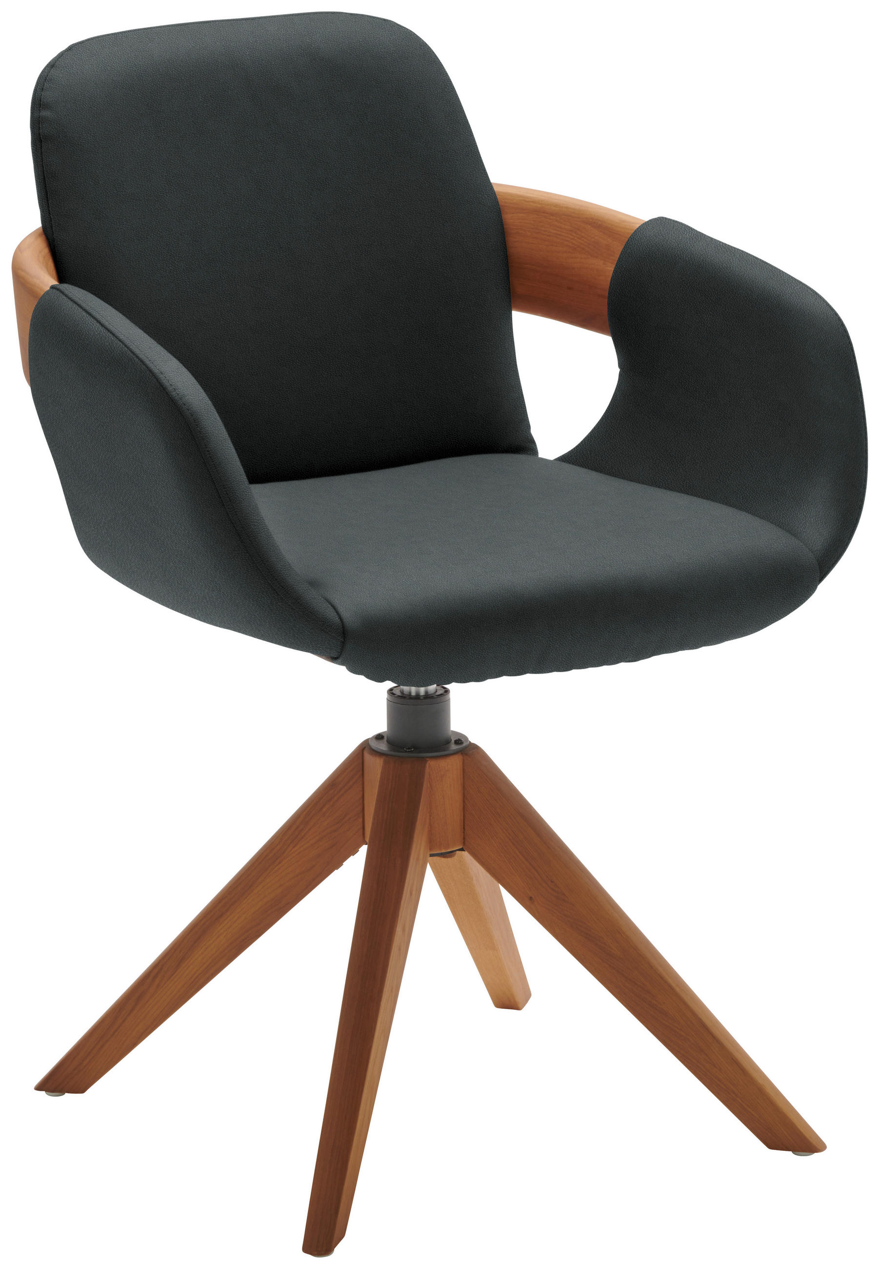 ARMLEHNSTUHL  Lederauswahl, Stoffauswahl, Typenauswahl, Sitzfläche 360° drehbar, automatische Rückholfunktion  Echtleder  - Eichefarben/Cognac, Natur, Leder/Holz (60/86/60cm) - Valnatura