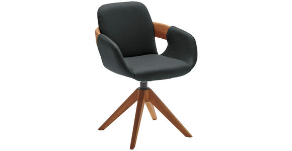 ARMLEHNSTUHL  Lederauswahl, Stoffauswahl, Typenauswahl, Sitzfläche 360° drehbar, automatische Rückholfunktion  Echtleder  - Eichefarben/Cognac, Natur, Leder/Holz (60/86/60cm) - Valnatura