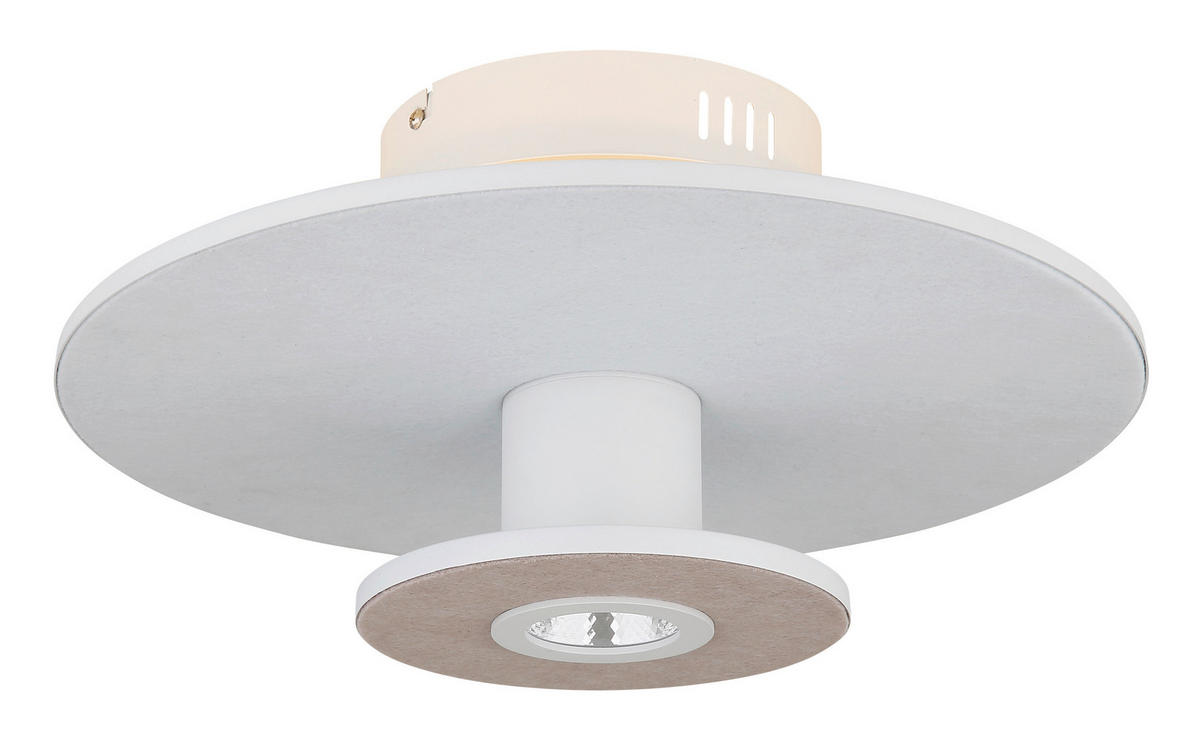 LED-DECKENLEUCHTE  38/18 cm    - Weiss/Beige, Basics, Kunststoff/Textil (38/18cm) - Globo