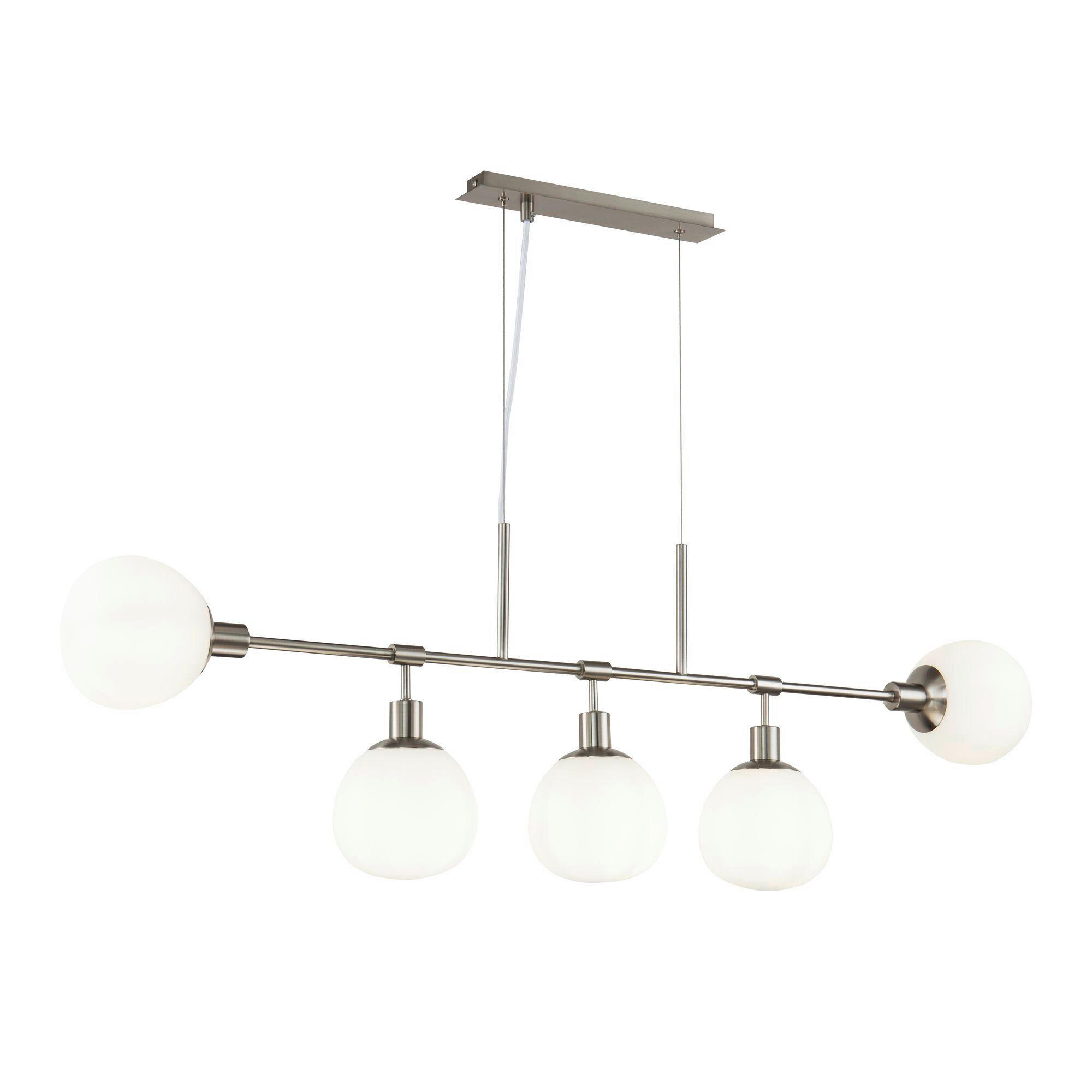 PENDELLEUCHTE 120/15/37.3 cm  - Weiß/Nickelfarben, Trend, Glas/Metall (120/15/37.3cm) - MAYTONI