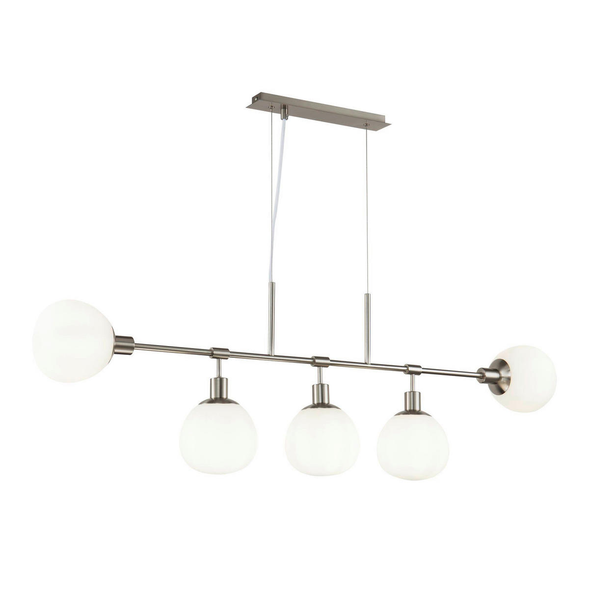 PENDELLEUCHTE 120/15/37.3 cm  - Weiß/Nickelfarben, Trend, Glas/Metall (120/15/37.3cm) - MAYTONI