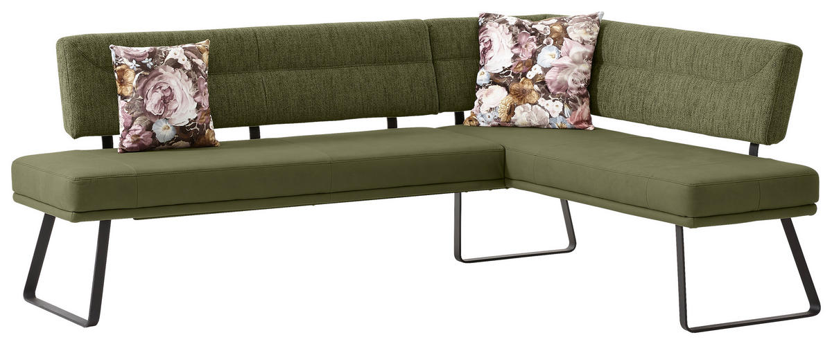 ECKBANK Metall, Textil Grün  - Schwarz/Grün, Design, Textil/Metall (225/169cm) - Dieter Knoll