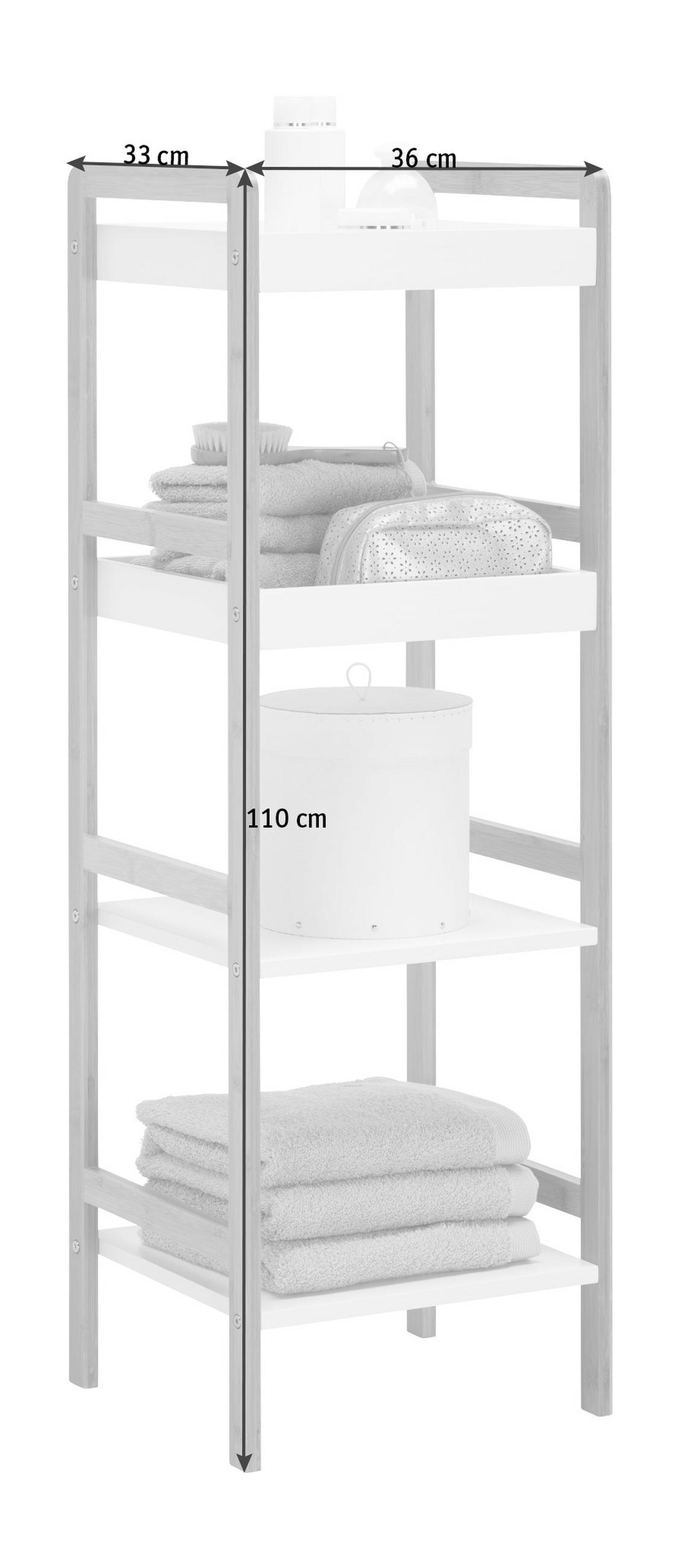 BADEZIMMERREGAL 36/110/33 cm  - Weiss/Naturfarben, Konventionell, Holz/Holzwerkstoff (36/110/33cm) - Xora