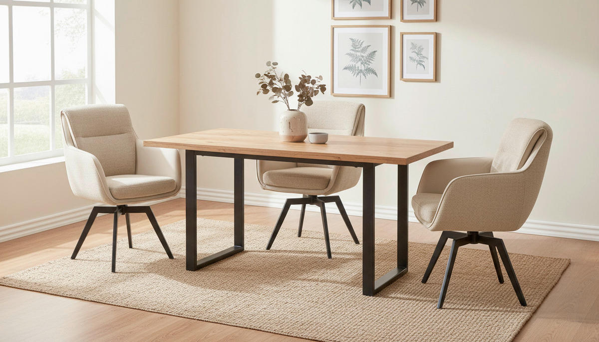 ARMLEHNSTUHL  in Eisen Chenille, Jacquard  - Beige/Schwarz, MODERN, Textil/Metall (62/92/68cm) - Livetastic