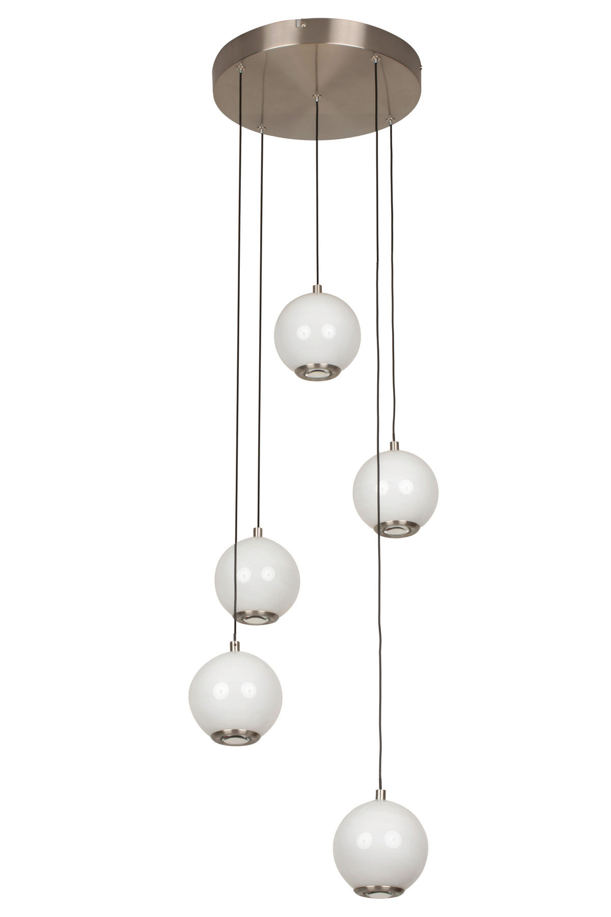 LED-HÄNGELEUCHTE Sabik 39/150 cm   - Weiß/Nickelfarben, Design, Glas/Metall (39/150cm) - Novel