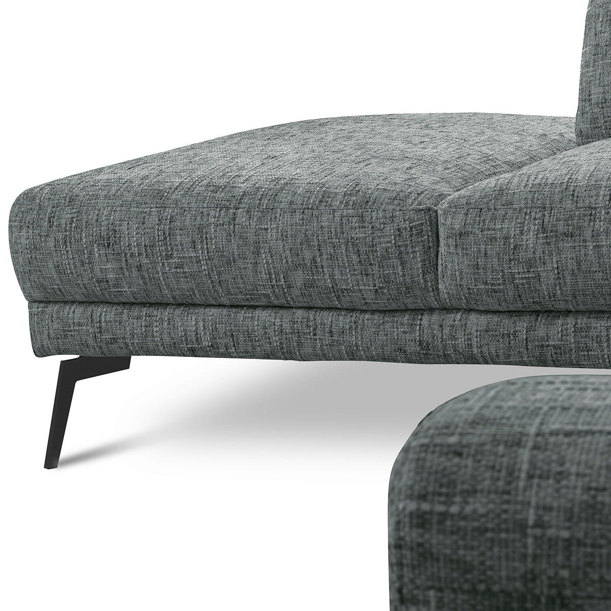 ECKSOFA SPRING Anthrazit Webstoff Zierkissen  - Anthrazit/Schwarz, Design, Textil/Metall (250/273cm) - Livetastic