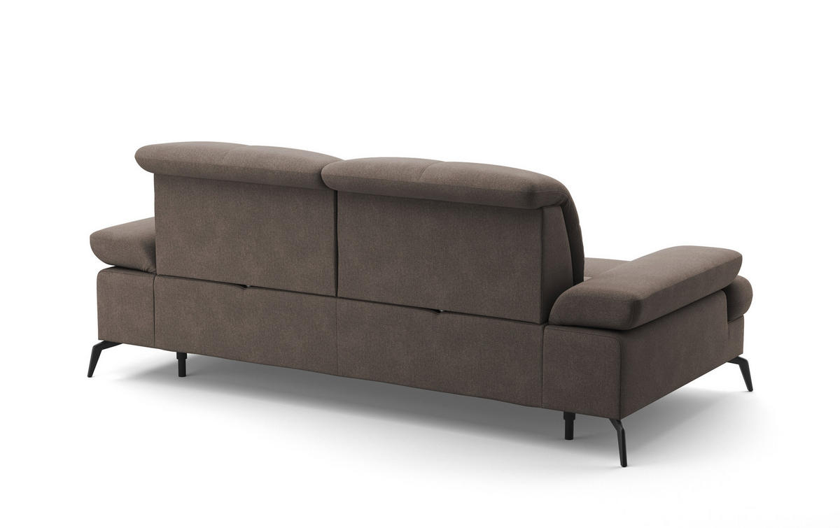 2,5-SITZER in Flachgewebe Schlammfarben  - Schlammfarben/Schwarz, Konventionell, Textil/Metall (202/90/122cm) - Sit & More
