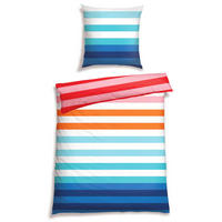BETTWÄSCHE 2-teilig HAPPY STRIPE Renforcé 135/200 cm  - Türkis, Basics, Textil (135/200cm)