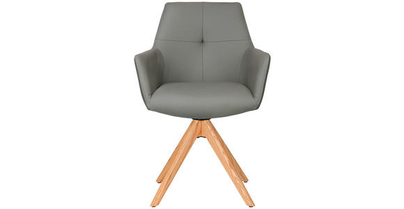 ARMLEHNSTUHL in Echtleder pigmentiert - Eichefarben/Anthrazit, KONVENTIONELL, Leder/Holz (59,5/87,5/63cm) - Novel