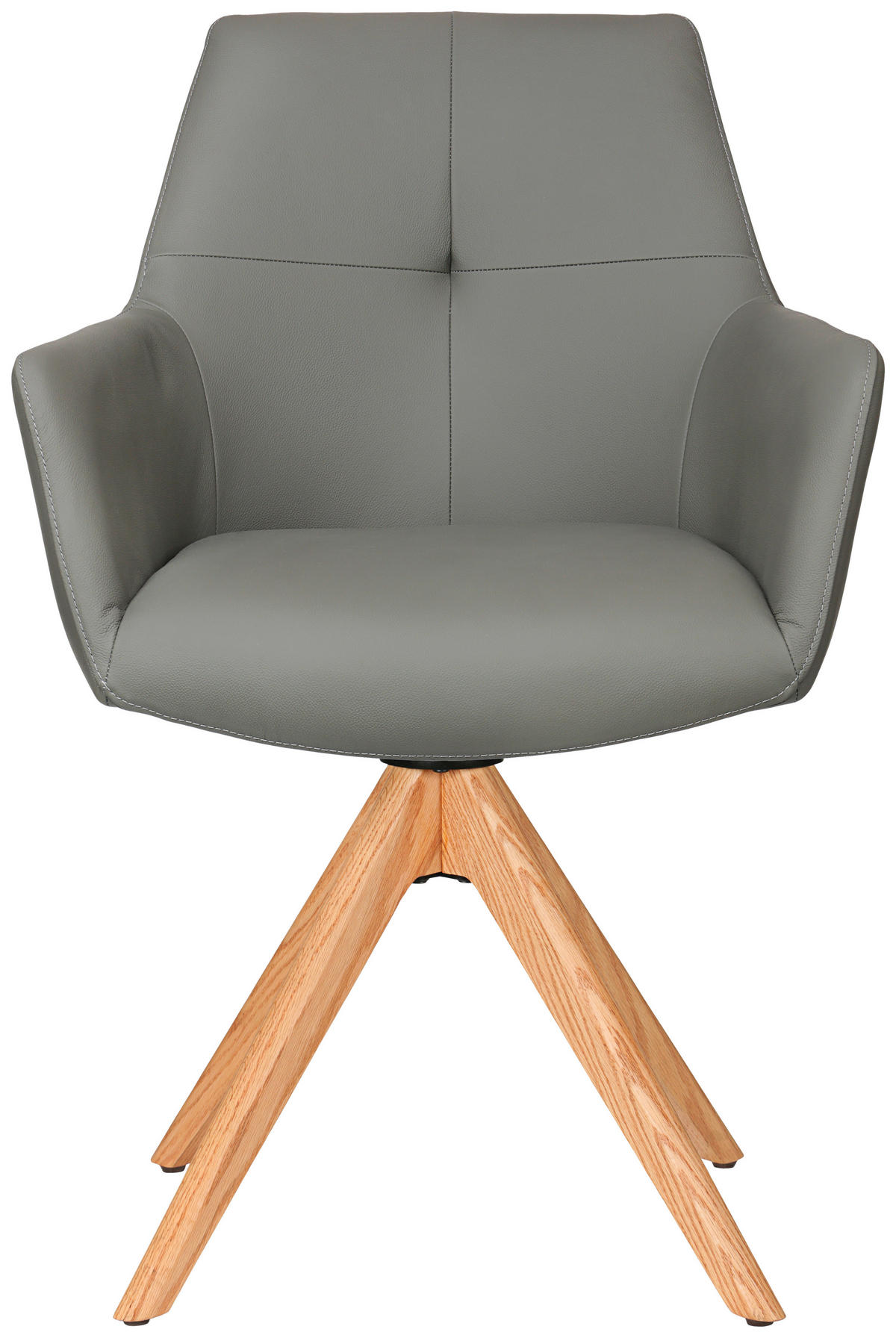 ARMLEHNSTUHL  in Echtleder pigmentiert  - Eichefarben/Anthrazit, KONVENTIONELL, Leder/Holz (59,5/87,5/63cm) - Novel