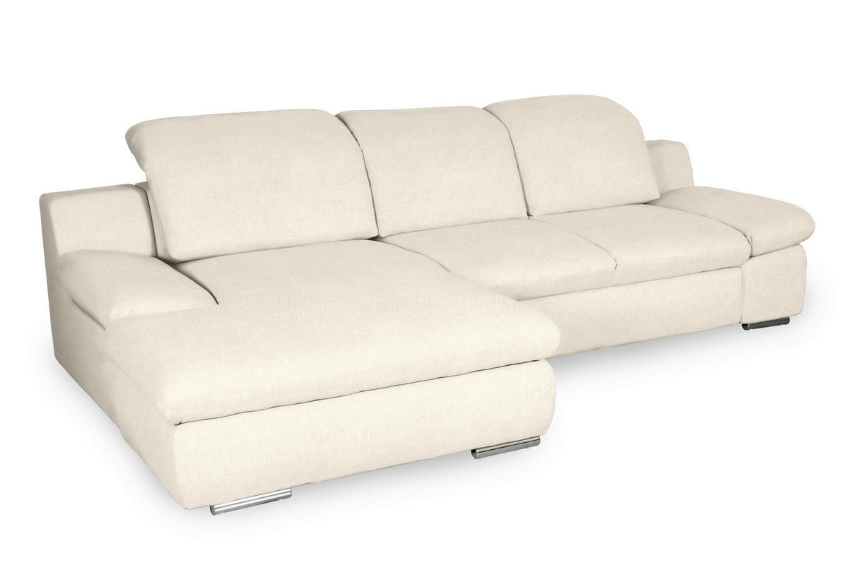 ECKSOFA in Chenille Creme  165/286 cm  - Chromfarben/Creme, Design, Textil/Metall (165/286cm) - Livetastic