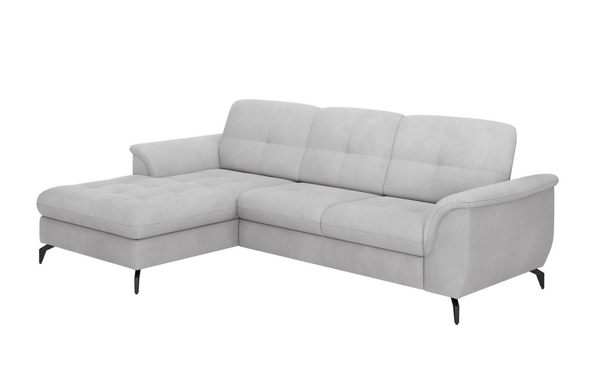 ECKSOFA ZORA E Silberfarben Flachgewebe  - Silberfarben/Schwarz, MODERN, Textil/Metall (164/262cm) - Sit & More