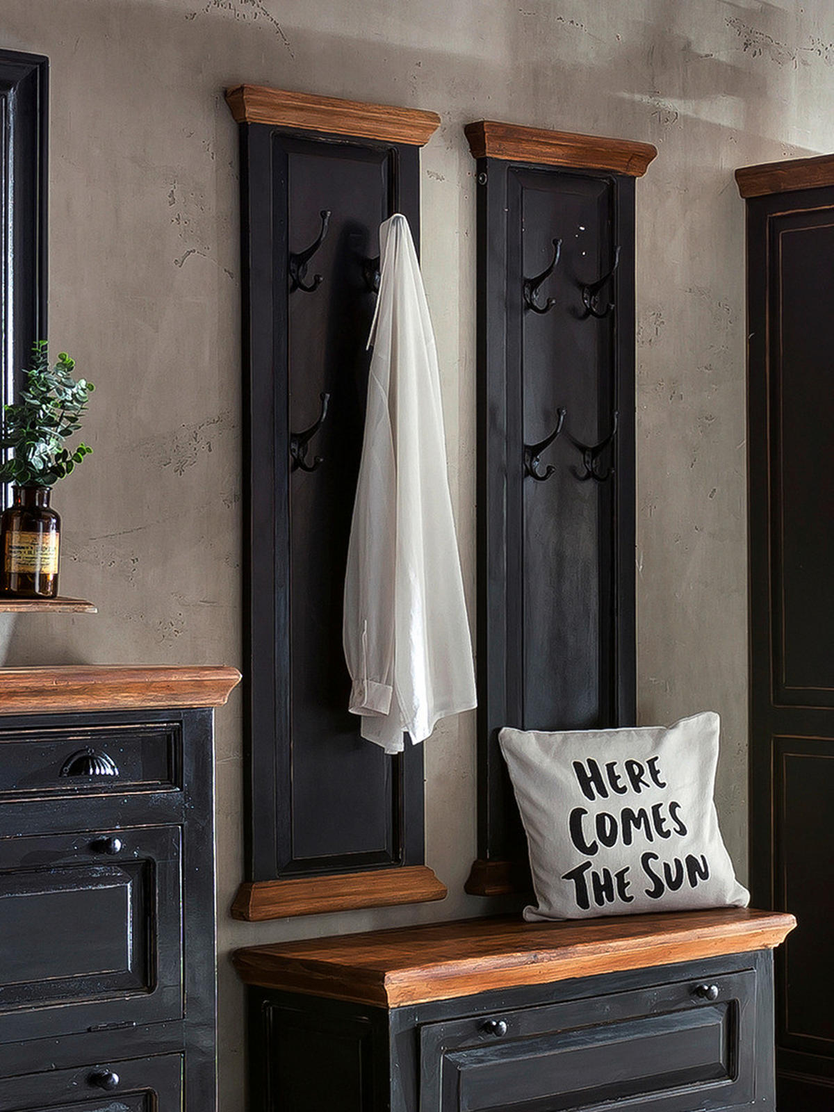 GARDEROBENPANEEL  in 35/110/8 cm  - Schwarz/Honig, Design, Holz/Holzwerkstoff (35/110/8cm) - MID.YOU